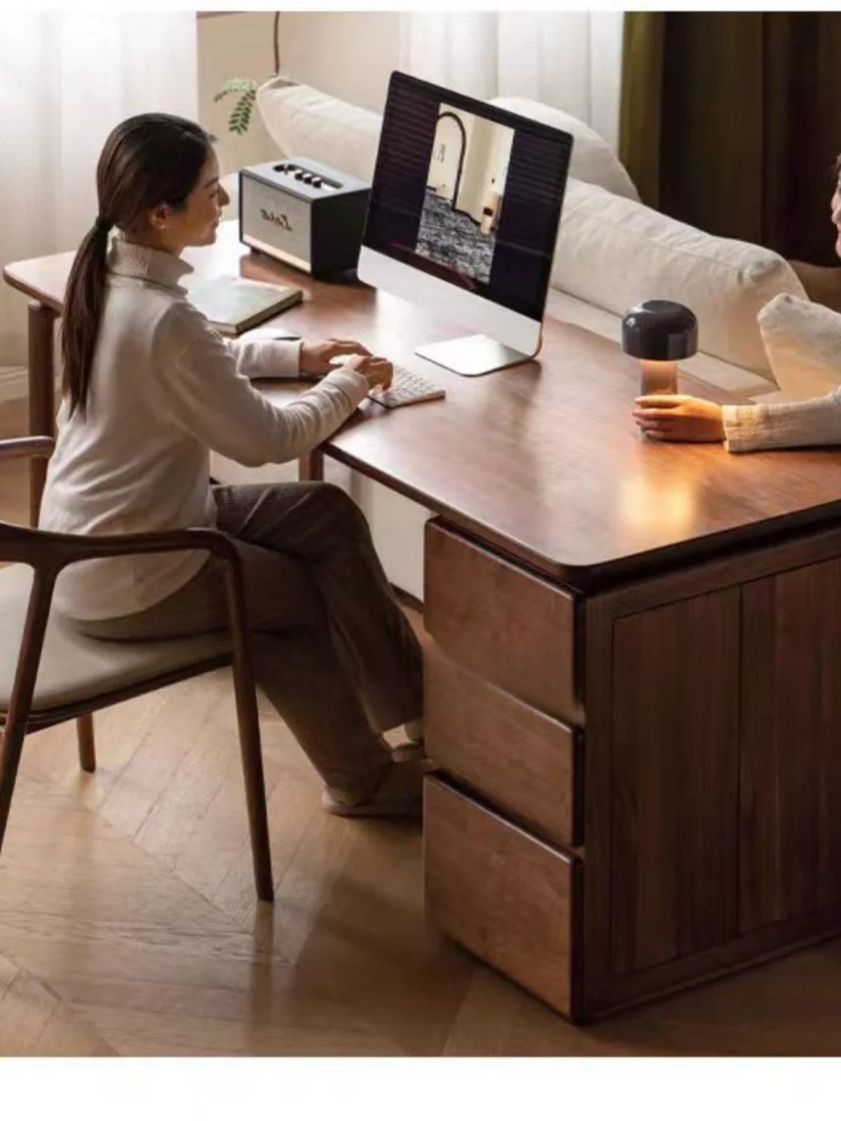 North American All Black Walnut Solid Wood Multifunctional Living Room Study Writing Desk Student