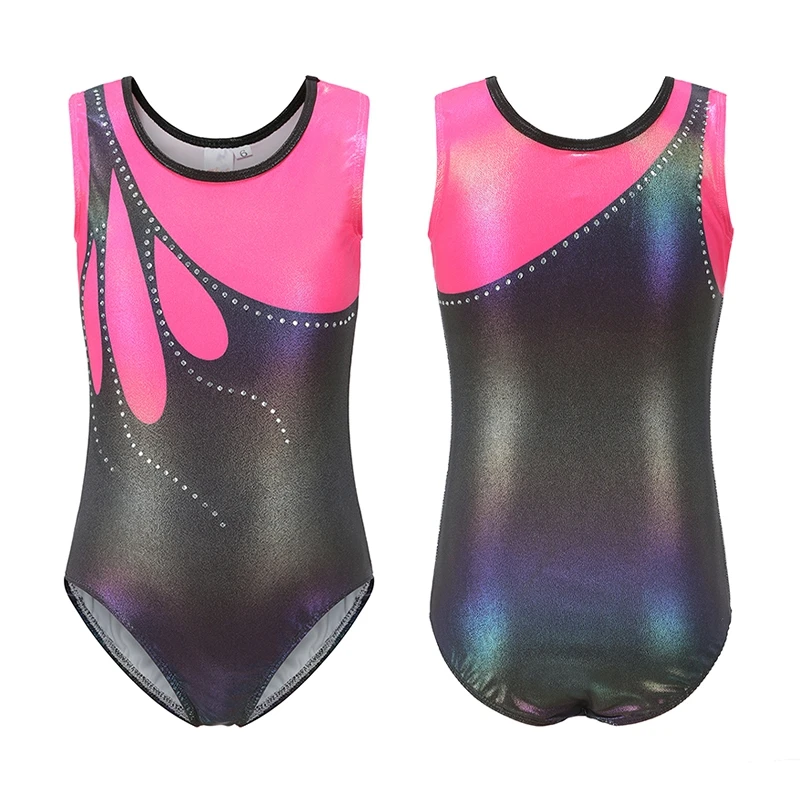 Kids Girls Ballet Dance Leotard Sports Gymnastics Workout Bodysuit Sleeveless Rhinestone Yoga Clothes Ballerina Traning Costumes