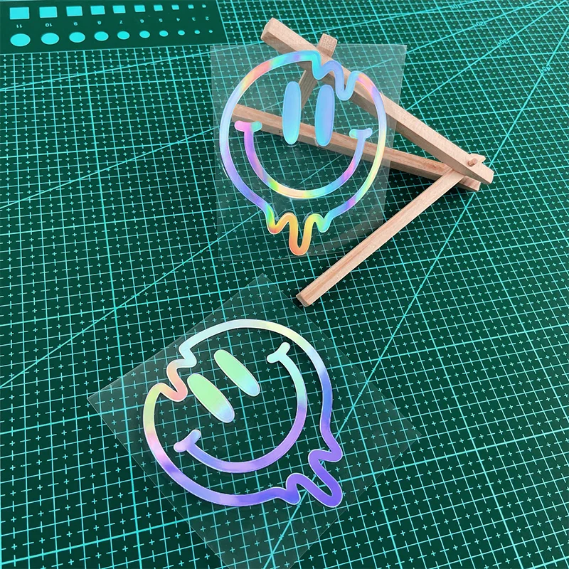 1PC Round Smiling Face Funny Vinyl Stickers Decals Waterproof for Motorbike Fuel Tank Helmet Fairing Electric Scooter view 2
