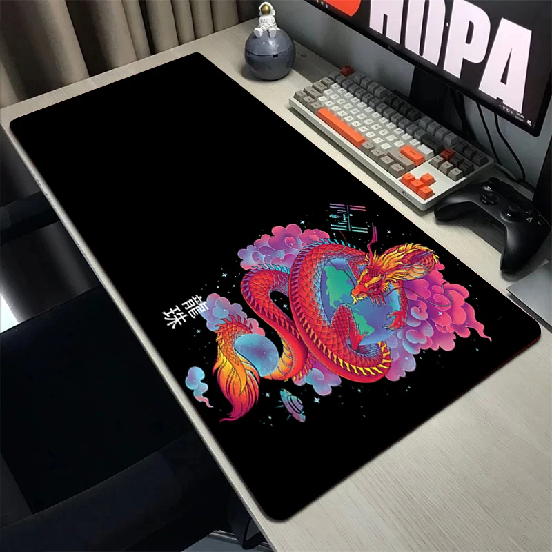 Mousepad Besar Naga Cina Mouse Pad Laptop Gamer Komputer Desktop Mousepad Meja Laptop Besar Tikar Antiselip Tahan Air