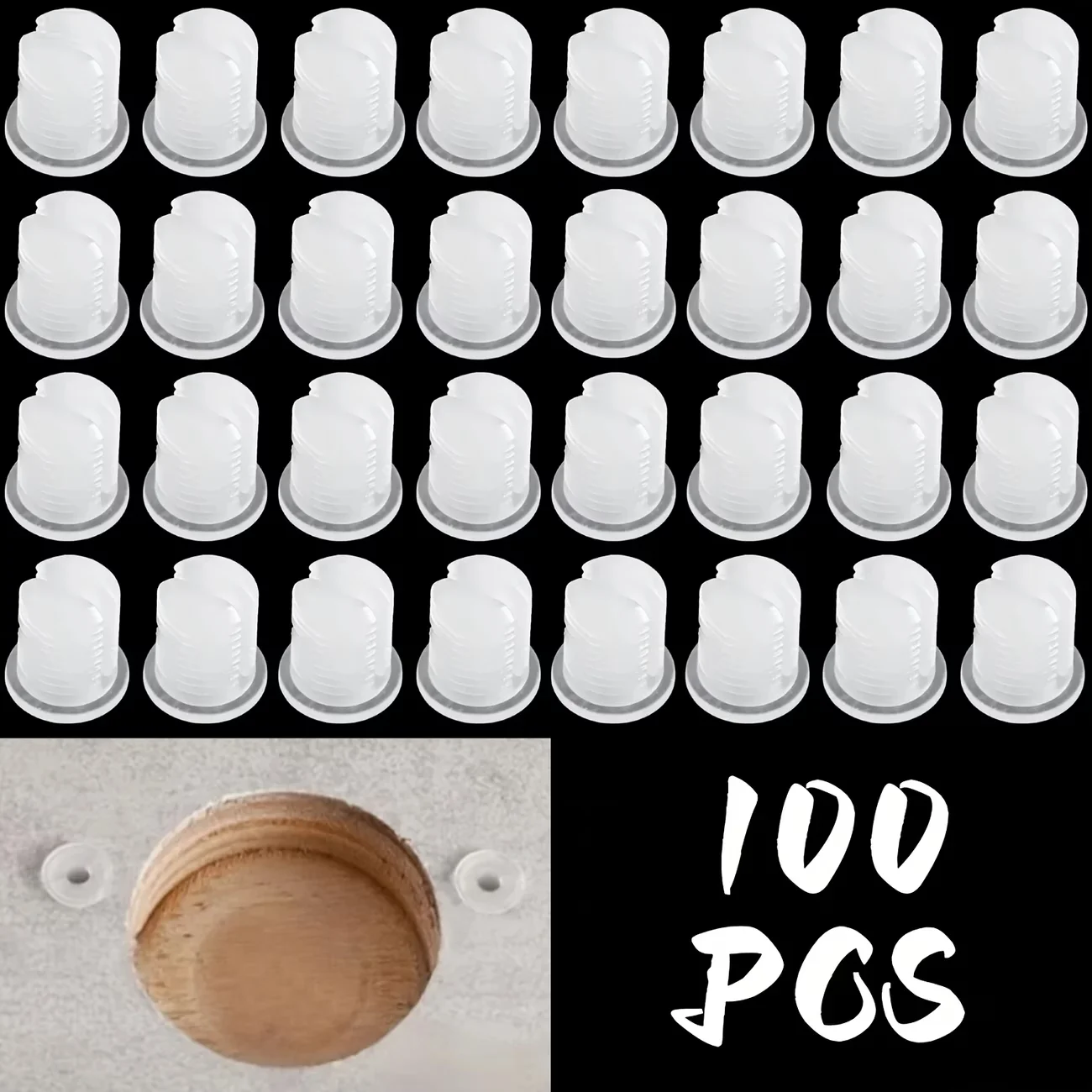 100 Pcs Split-type Hinge Mortising Plugs, M3.5-M4 Self-tapping Screw Inserts, Multi-functional Hinge Mounting Fasteners