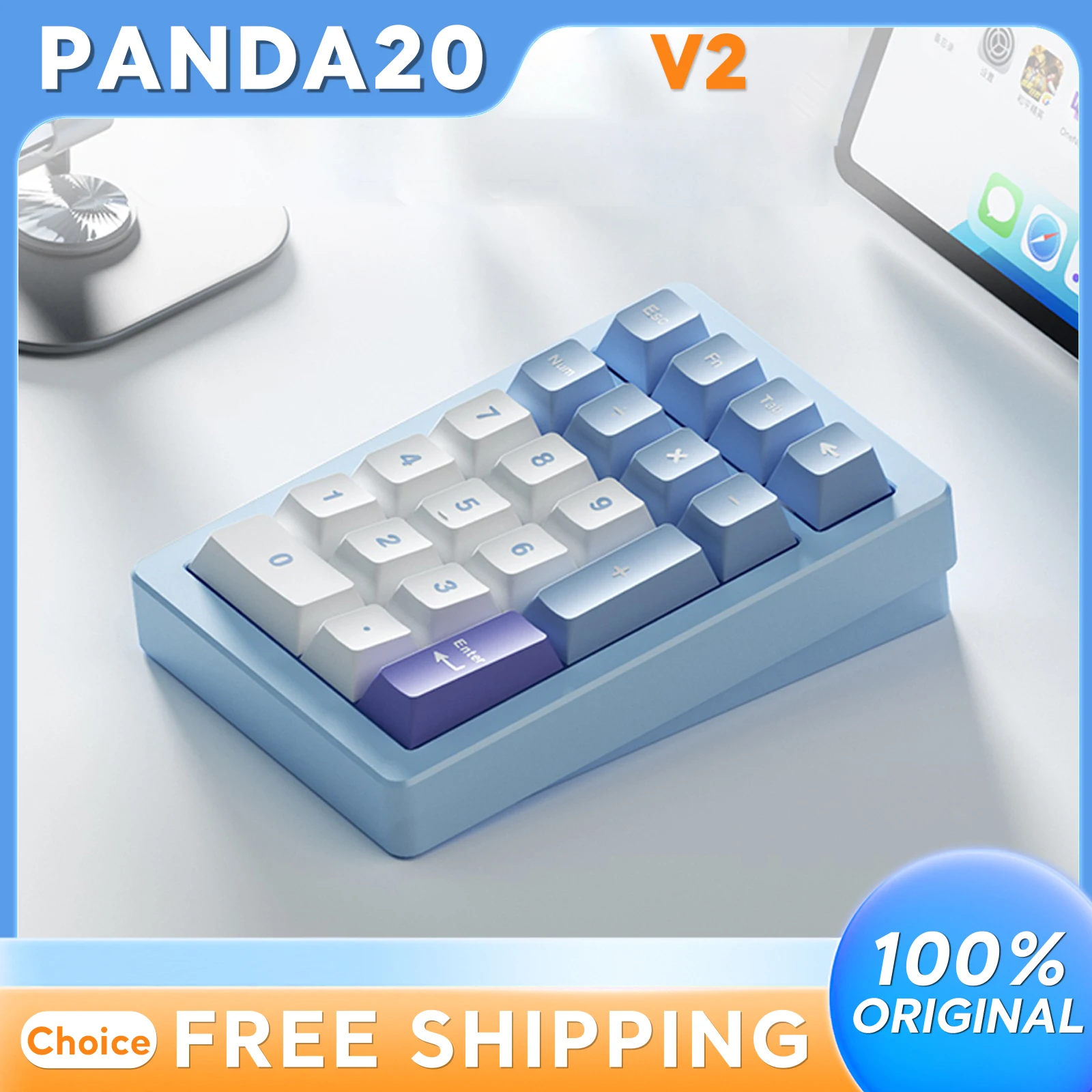 

PANDA20 V2 Mini Numeric Keypad Kits Aluminum Wireless Keyboard with Tri-Mode Hot-Swap RGB for Custom Mechanical Office Gaming