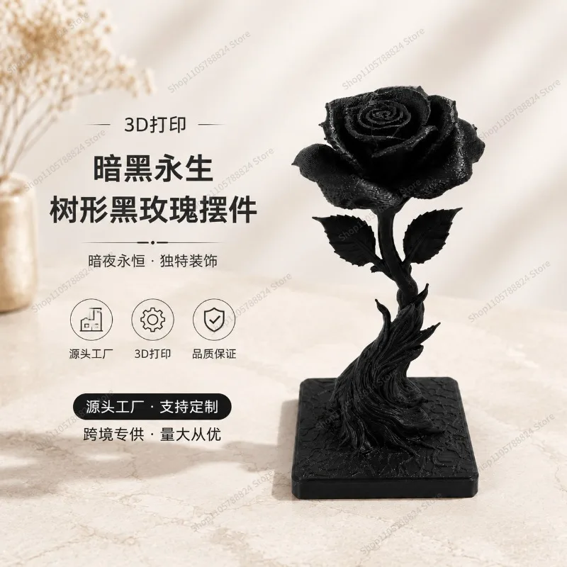 For 3D printing Gothic style dark immortal tree shape black rose ornament desktop decoration branch shape