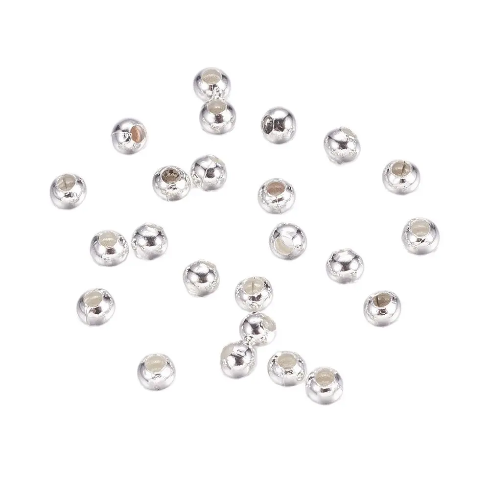 

Kissitty 500Pcs/Lot 2.4mm Brass Spacer Beads Seamless Silver Color Plated Round Beads For Jewelry Making Supplies Accessories