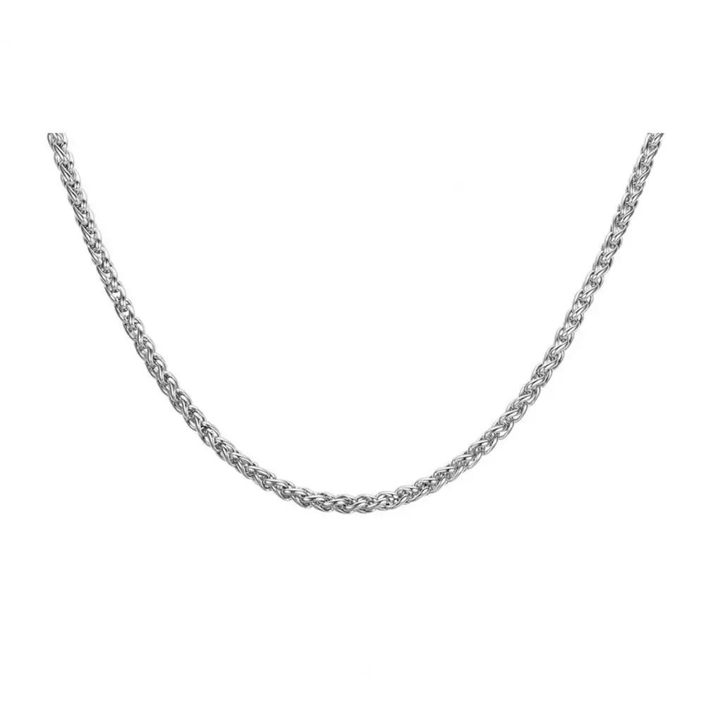 Dainty Necklace Lightweight Necklace Men's Wheat Chain Necklace 3mm Titanium Steel Gold Silver Black Tone Durable for Boys