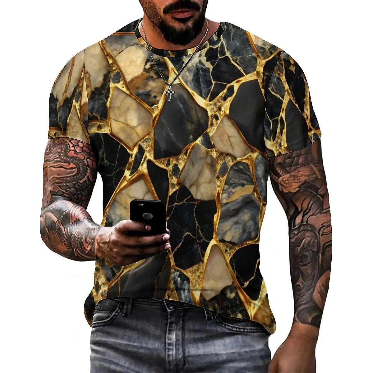 

Retro Cute Rainbow Print Men's 3D Printed T-Shirt - Crew Neck Short Sleeve