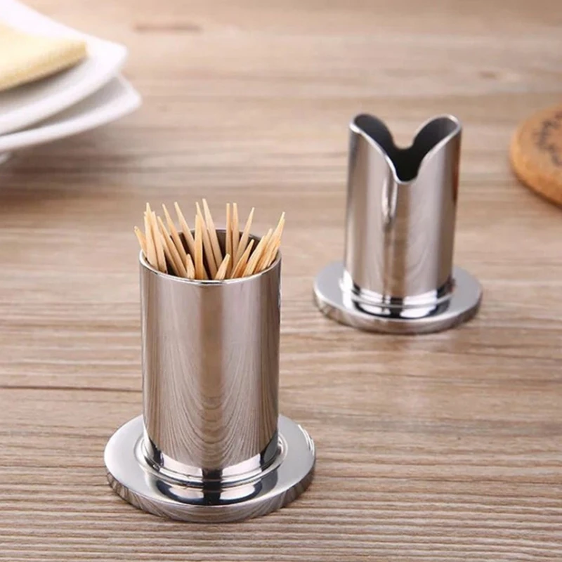 B84B-Kitchen Bar Table Decoration Thickening Stainless Steel Geometric Toothpick Box Toothpicks Holders