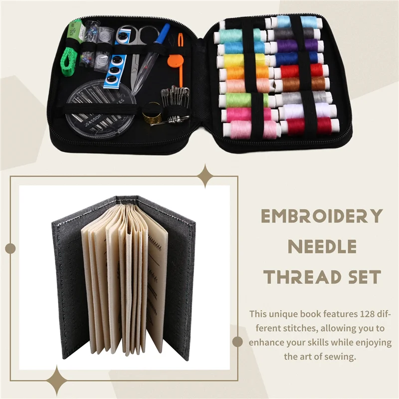 ABKS-DIY Stitch Book With Tool Set,Embroidery Felt Book With Needle And Thread Sewing Patterns For Beginners,Embroidery Gift