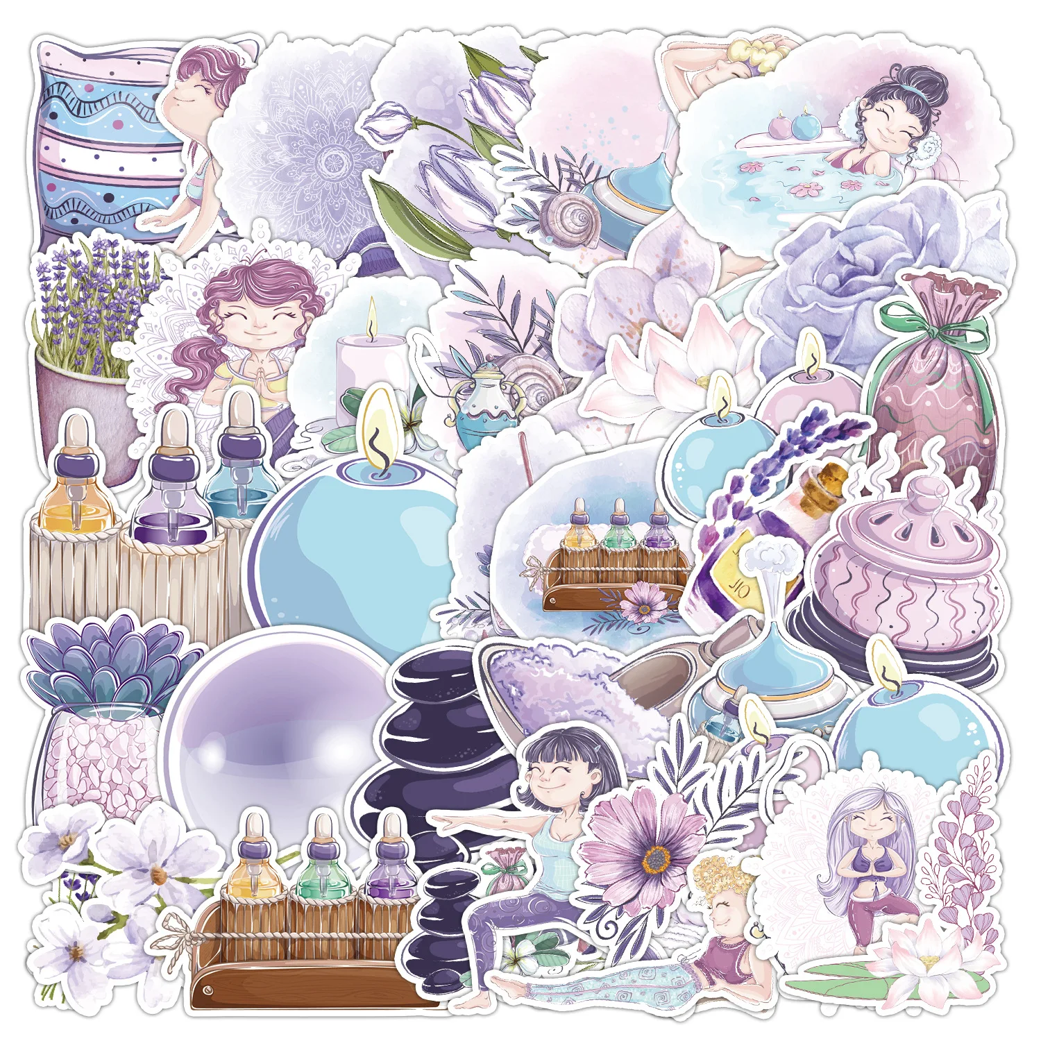 

40Pcs Mauve Yoga Girl Series Stickers Suitcase Phone Case Water Bottle Waterproof Decoration Diy Sticker Packs
