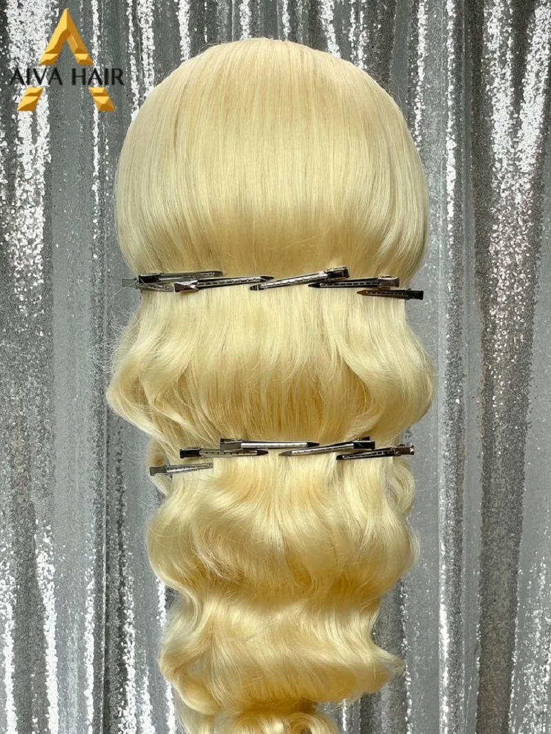 Honey Blonde 13X4 Lace Front Loose Wave With Bangs Pre Plucked Transparent 613 Color Synthetic Wigs For Black Women 180 Density