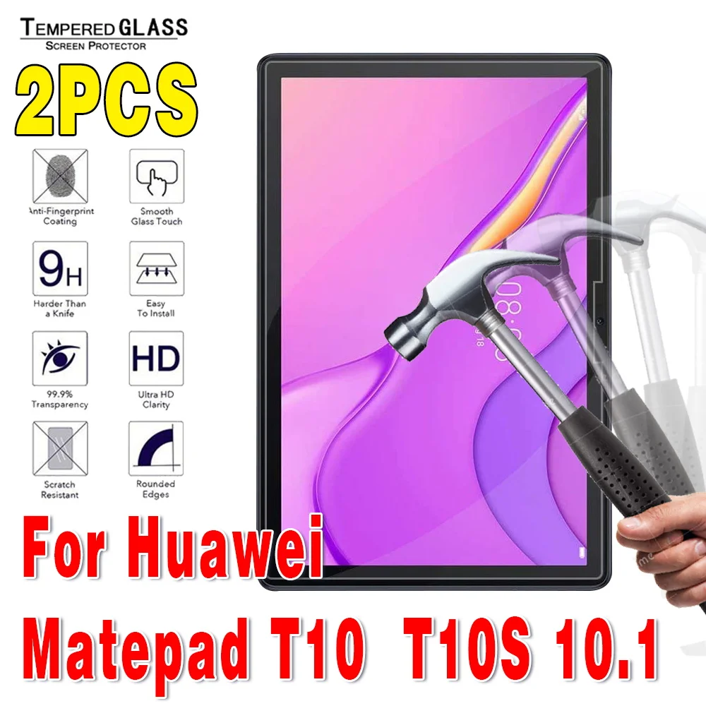 

2 Pcs Tempered Glass for Huawei MatePad T10S 10.1 inch Tablet Screen Protector Protective Film for MatePad T10S