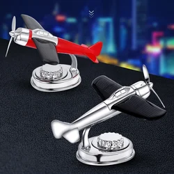 Creative Solar Car Decoration Aromatherapy Airplane Decoration Non-slip Mat Alloy Solar Energy Rotate Aircraft Dashboard Styling