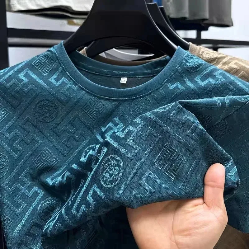 Modisches Marken-T-Shirt für Herren mit Kurzarm und Rundhalsausschnitt, Bedruckt, Sommer-Bestseller, Atmungsaktiv, Kühl, Seidig, Bequem, Lässiges Oberteil