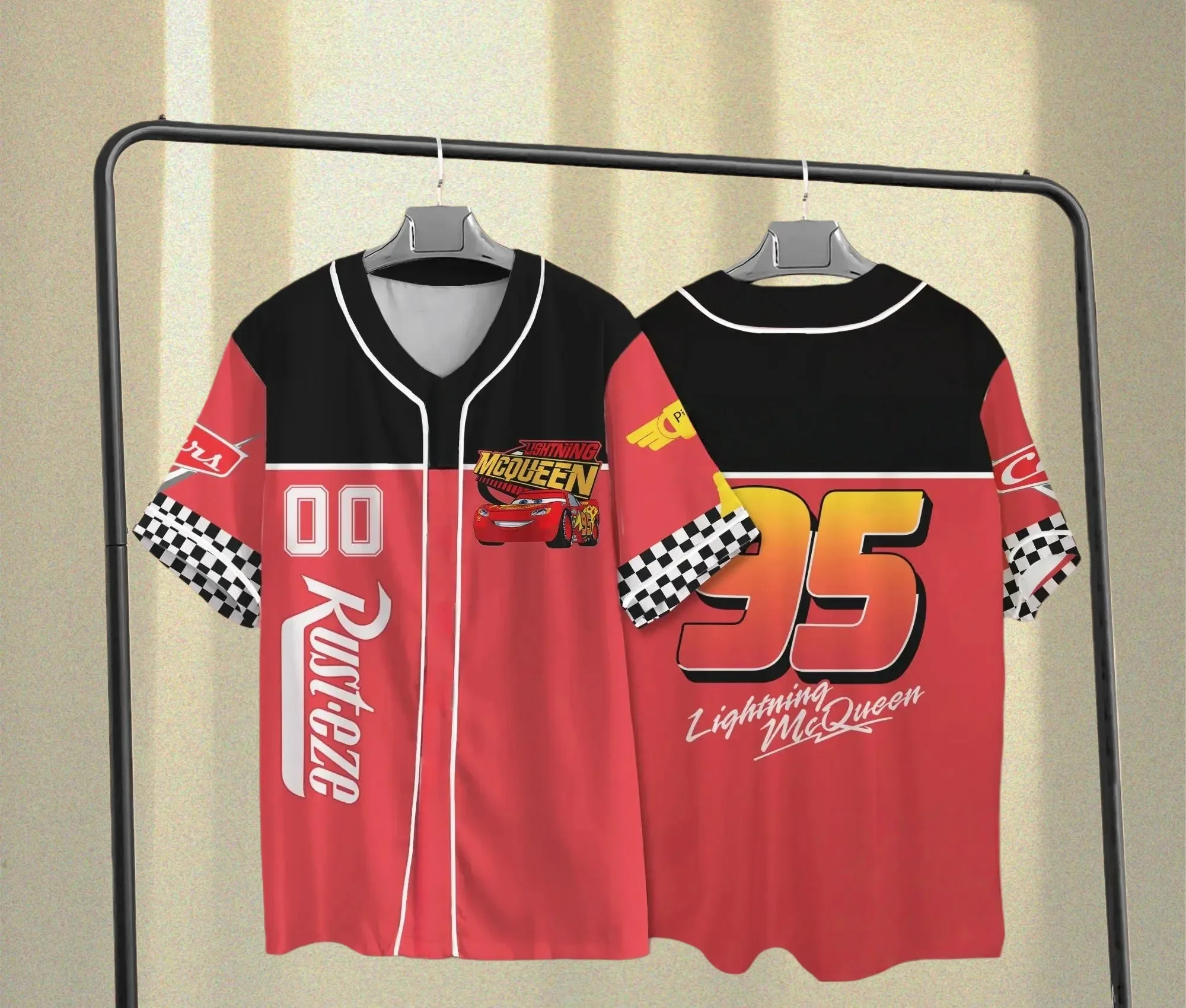 

2025 New Disney ‌ Cars × Lightning McQueen 95 Baseball Jersey 2025 Limited Edition ‌ Sporty Look From Childhood IP
