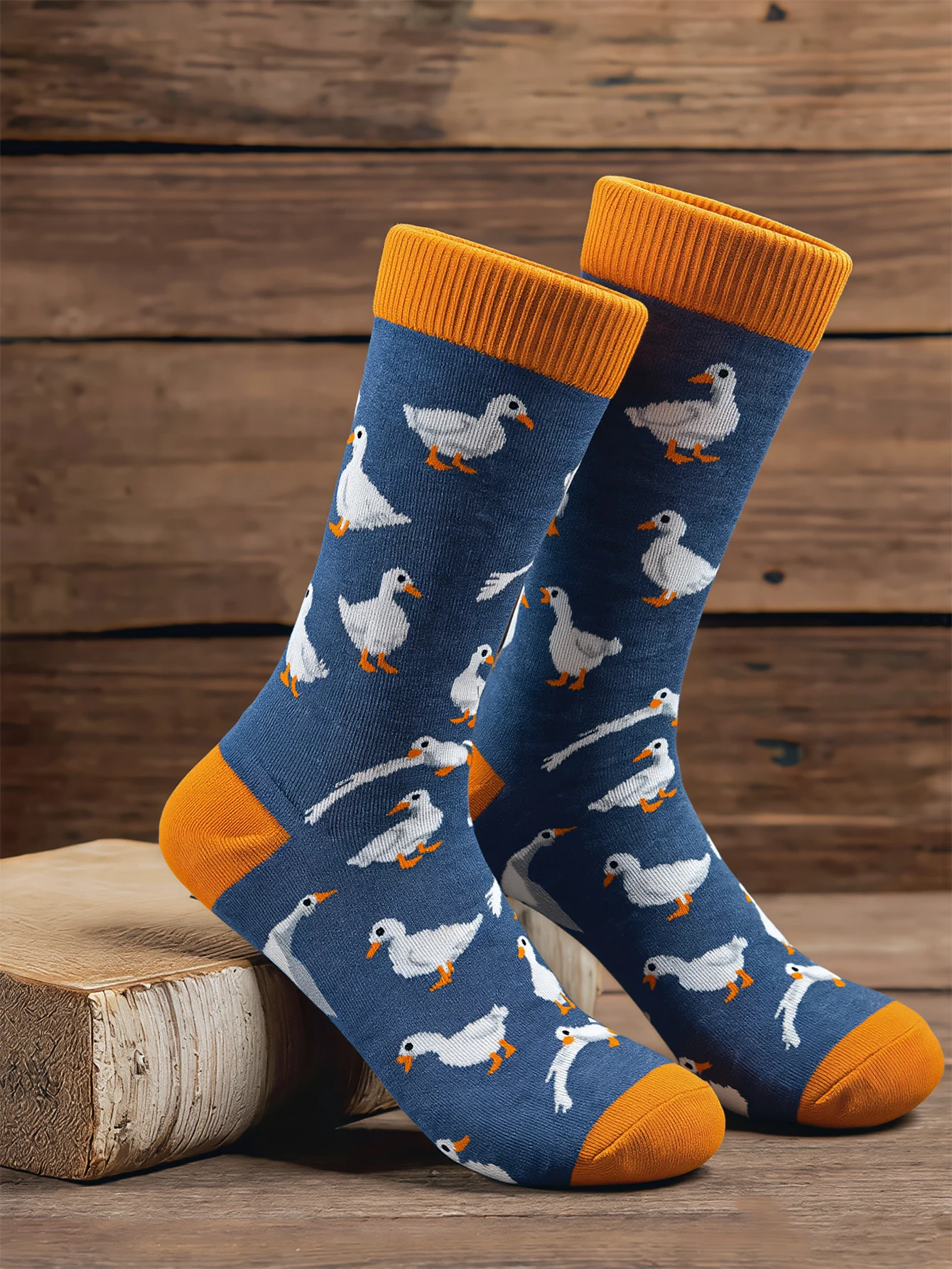 

1 Pairs Cute Duck Print Cotton Socks Funny Animal Pattern Mid Calf Socks Soft Casual Streetwear Skateboard Socks Man