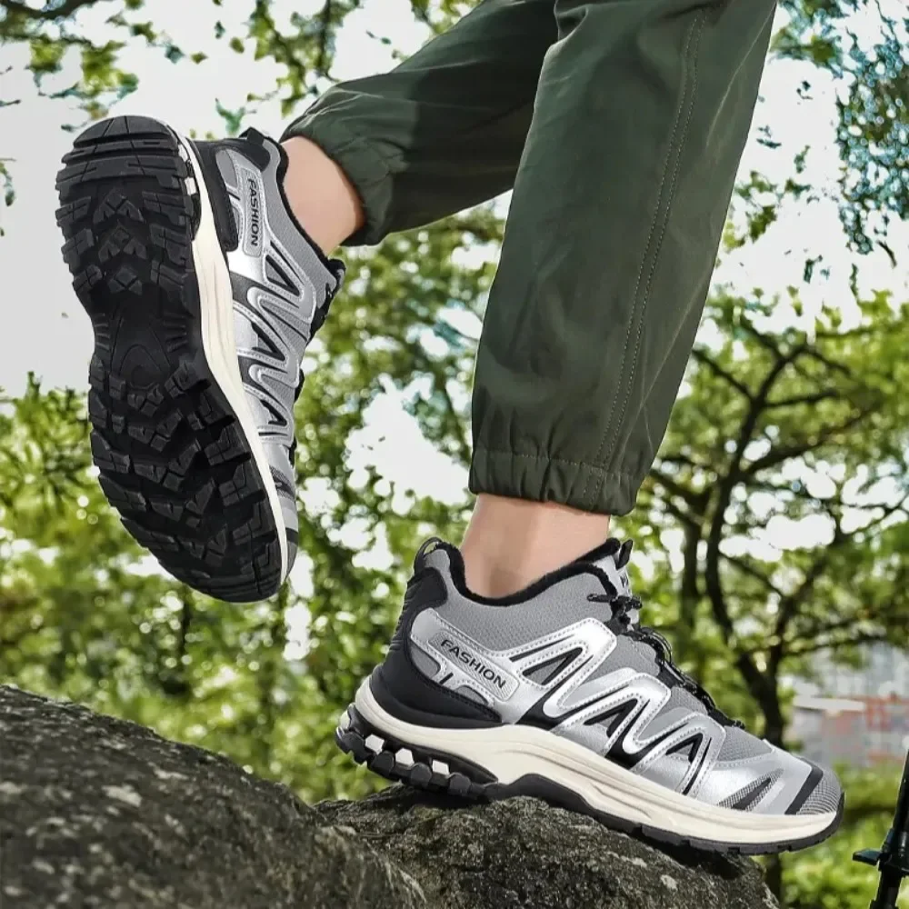 

2026Platform Men's Hiking Shoes Outdoor Anti-Slip Leather Trekking Sneakers Man Camping Mountainous Shoes Men Durable Work Shoes
