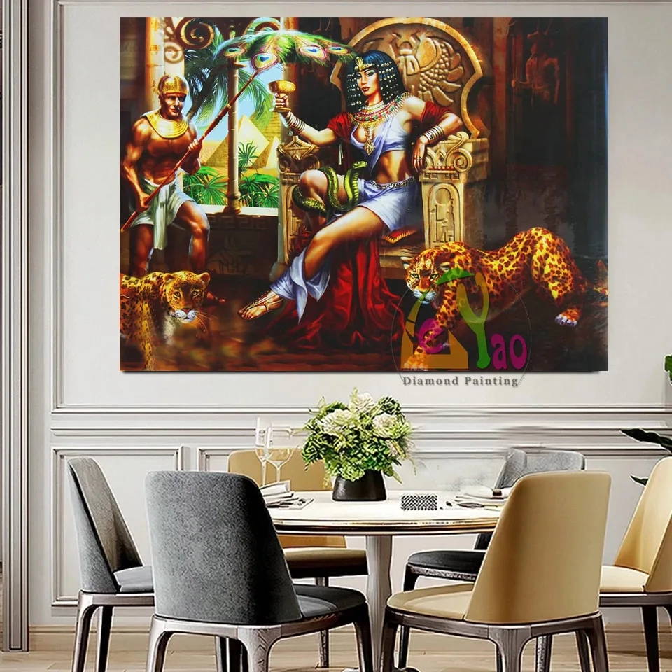 5d diy Diamond painting Egyptian Cleopatra & Leopard paint with diamond picture embroidery full square round drill mosaic decor