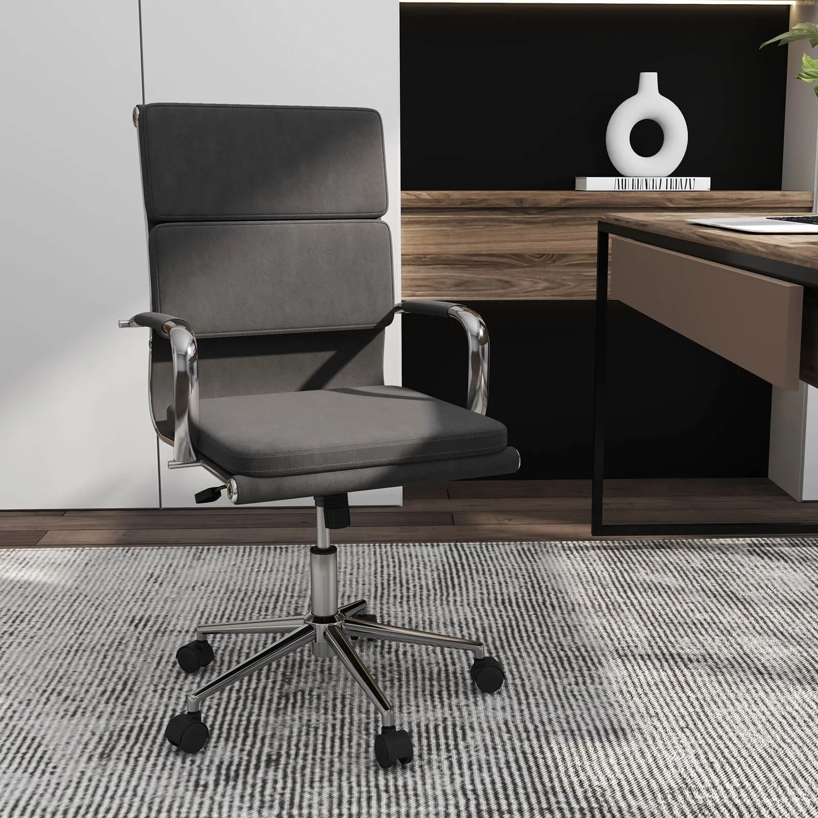 

Ergonomic Office Desk Chair w/Rocking Backrest, Height-adjustable Padded Seat