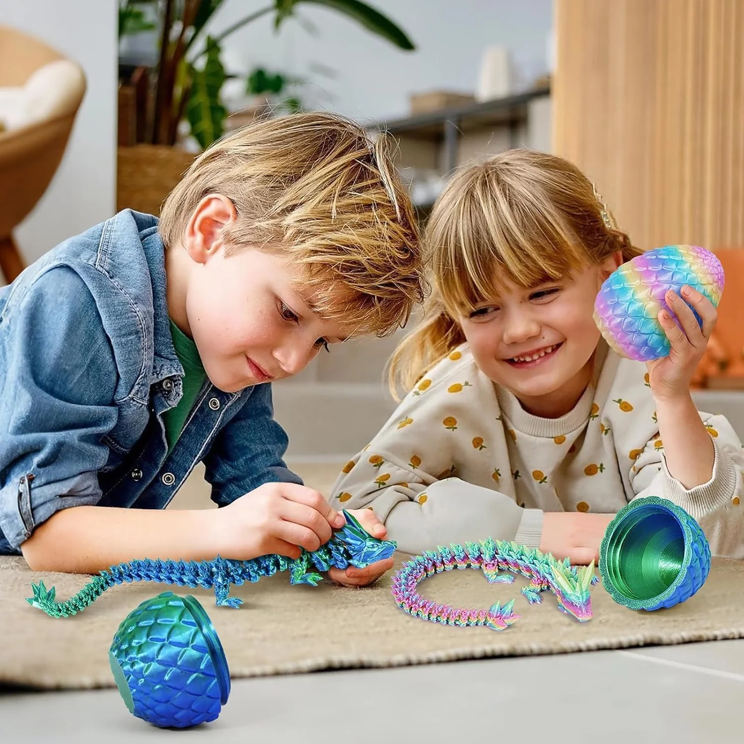 Ovos de dragão impressos em 3D e dragão dentro de brinquedos impressos em 3D adequados para crianças e adultos - Decoração de mesa exclusiva de Natal