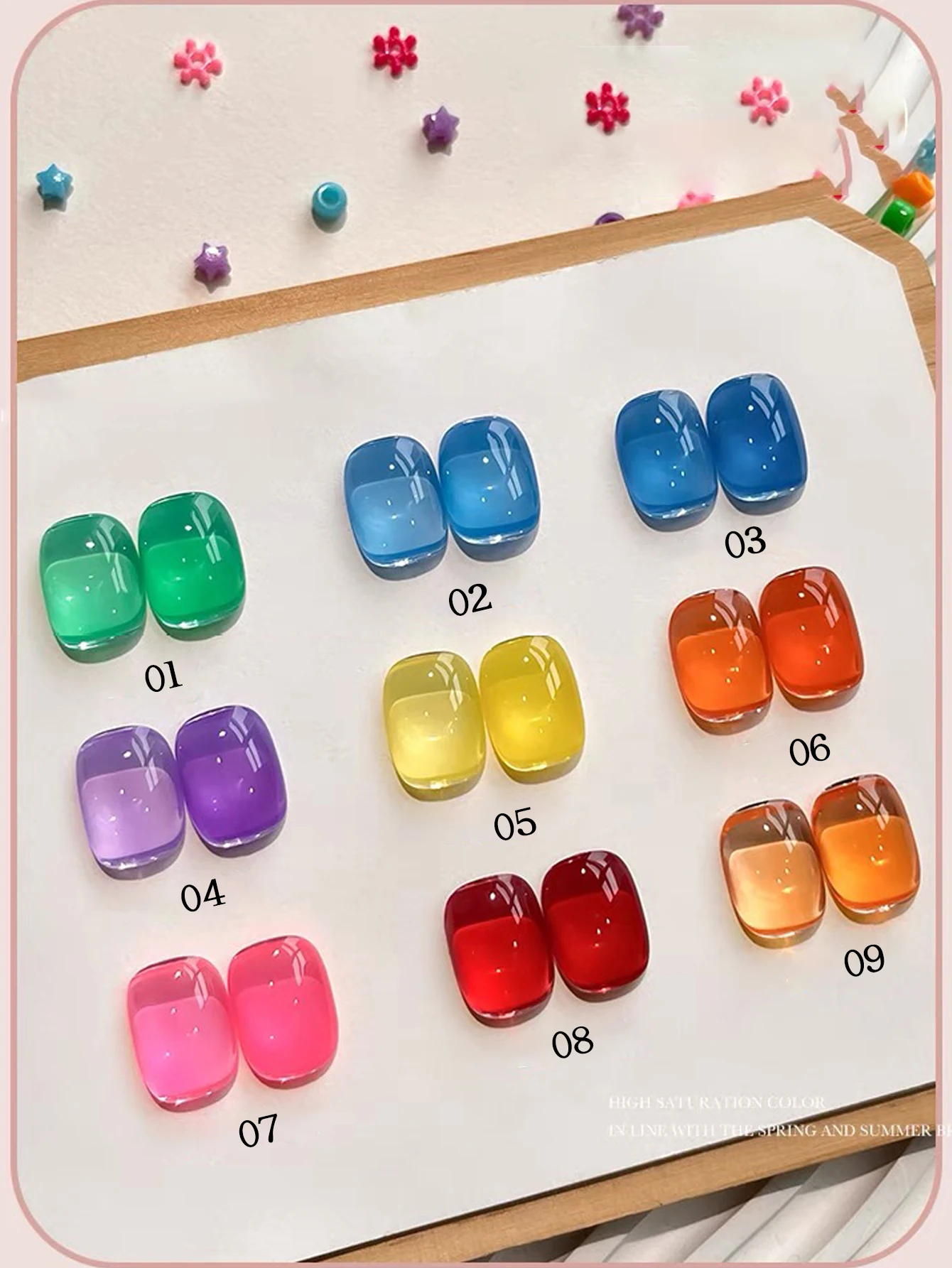 ยาทาเล็บเจลแก้วสีลูกกวาดน่ารัก ZH 1 ชิ้น สีฟ้าใหม่สำหรับฤดูร้อน - เนื้อเจลใสเงาสูง สำหรับตกแต่งเล็บ อุปกรณ์ทำเล็บ