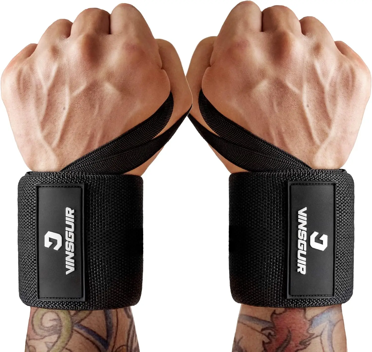 

21'' Elastic Wrist Wraps for Weightlifting, Breathable Gym Straps with Thumb Loop, Wrist Support for Men & Women (Pair)