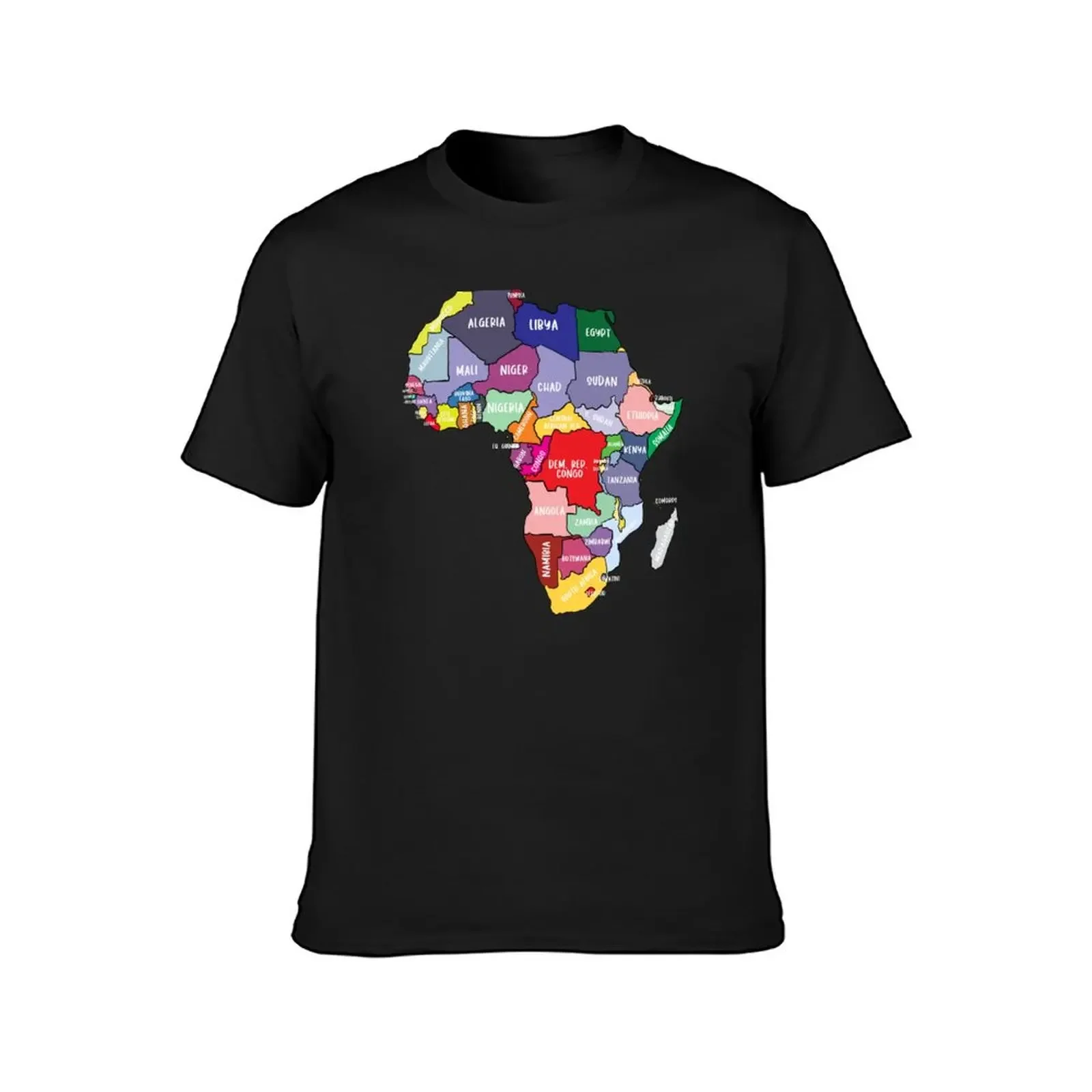 Colorful map of Africa with country names, colored African Continent T-Shirt sweat mens t shirts casual stylish