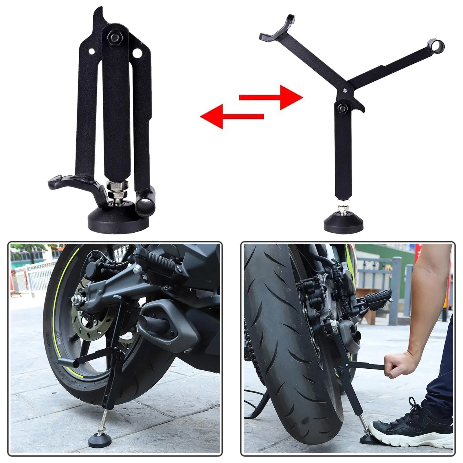 Motorcycle Folding Lifting Support Frame Foldable Heavy Lift Stand Stable Crane Frame For Motorcycle With Upgraded Armrest