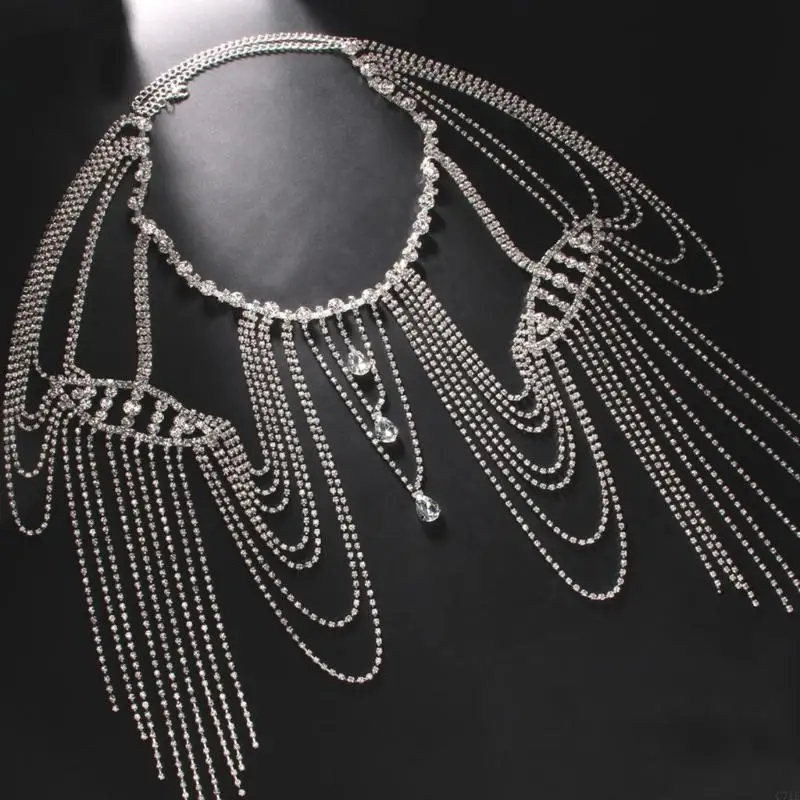 

Модное стильное ожерелье на плечо со стразами, многоярусная цепочка для тела, ювелирный аксессуар для модных женщин и дам
