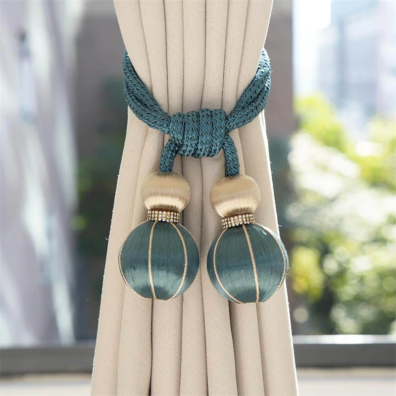 2pcs Boho Curtain Tiebacks Ball Adjustable Curtains Tieback Straps Rope Tassels Fringe Holdback Drapes Hanging Home Decor