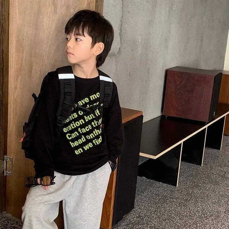 ملابس أطفال من القطن الخالص للأولاد في الخريف والربيع ملابس أطفال أولادي تي شيرت للأطفال تي شيرت كوري 2025 ملابس جرافيك #2