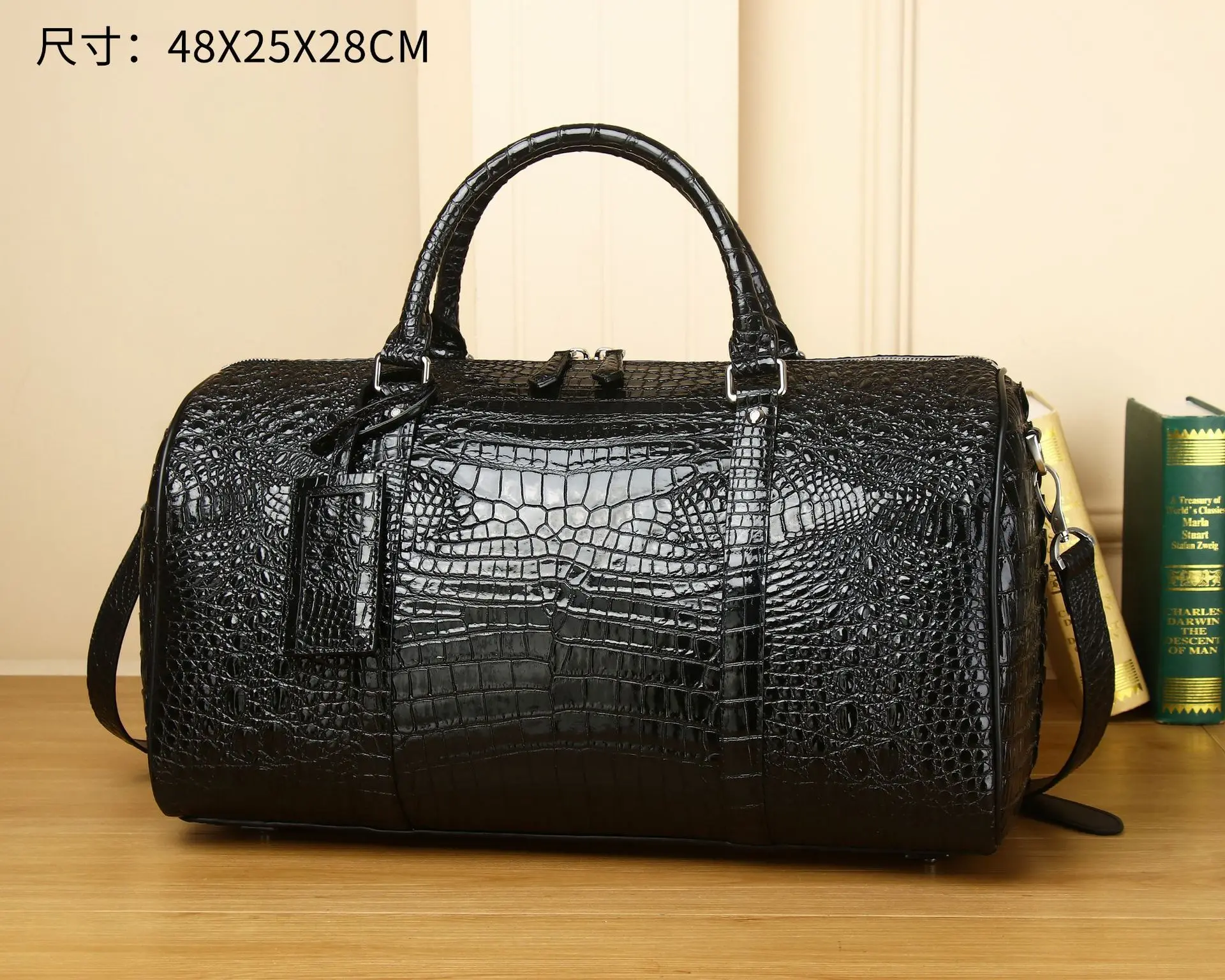 

New 2022 Crocodile Belly Pattern Luggage Large Capacity Travel Single Shoulder Diagonal Straddle Men's Bag Trendy