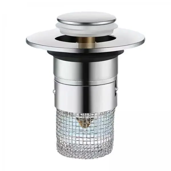 Push Type Sink Stopper Rust Resistant Bathroom Sink Strainer Basket Easy Install for Kitchen Drainage Protection