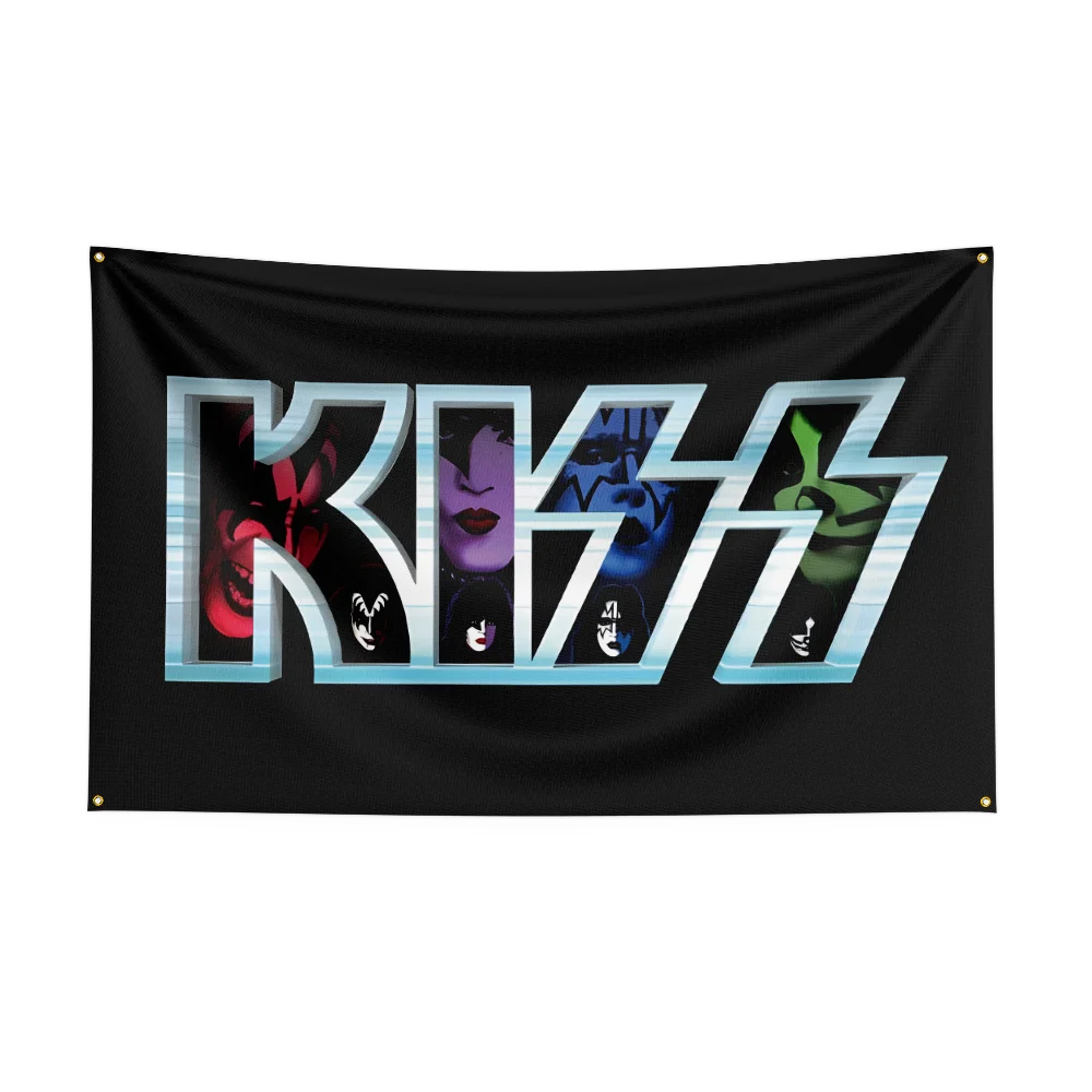 3x5 Ft Rock Heavy Metal Band K-kiss Flag Polyester Digital Printing Banner for Garage Wall Art Out Door Decoration With Grommets