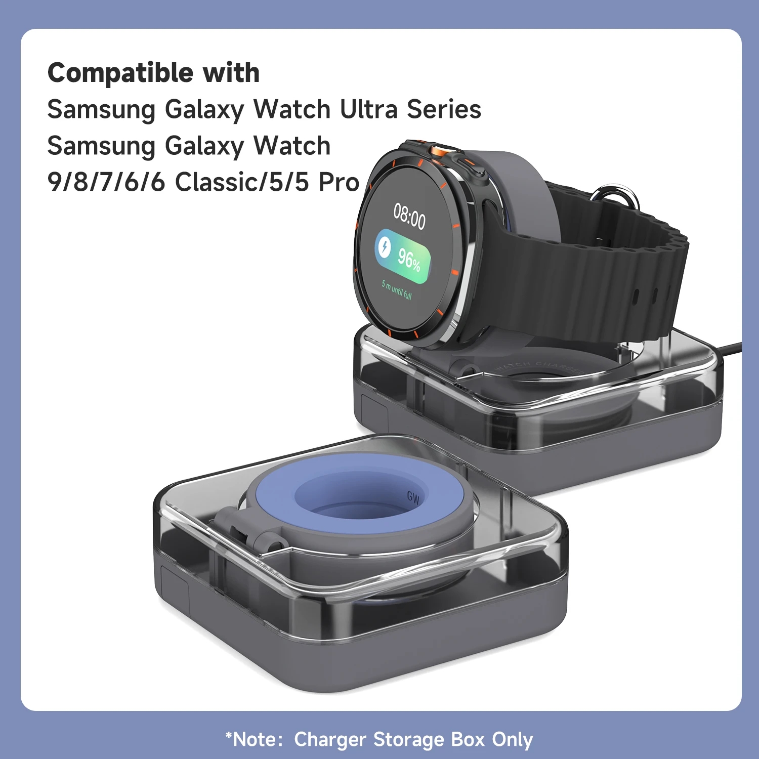 Ladegerät-Hülle für Samsung Galaxy Watch Ultra/9/8/7 Original-Kabel Ladekabel-Organizer Aufbewahrungsbox Telefonhalter Uhrenständer – Detail 1