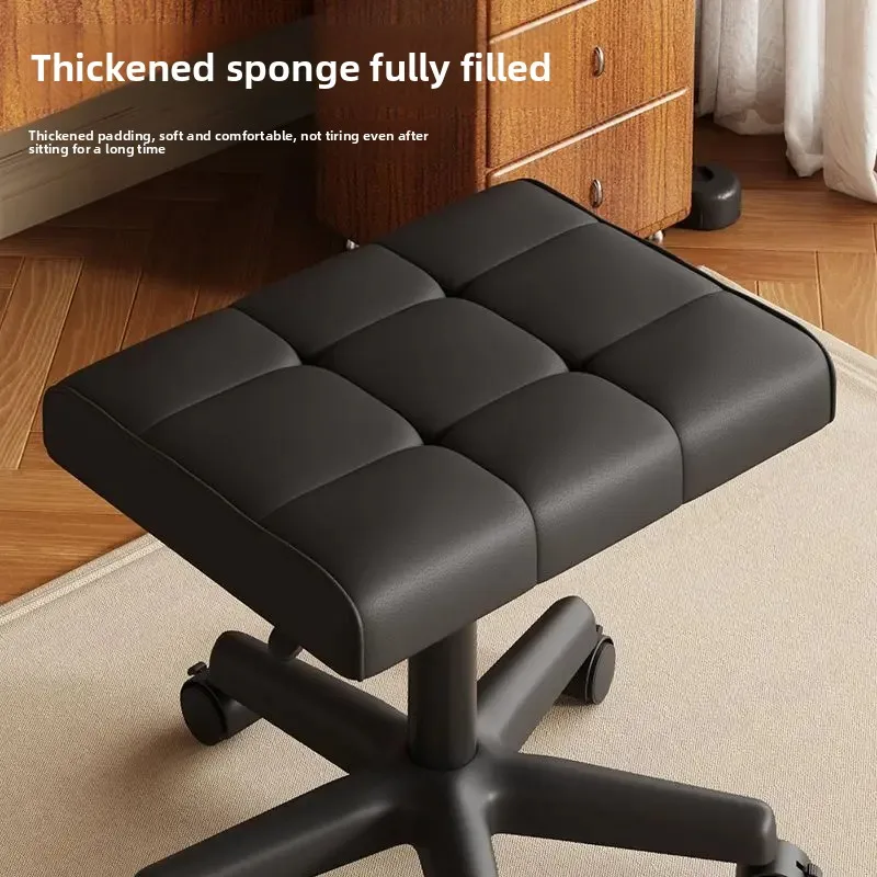 Adjustable Rolling Square Stool Mobile Caster Bench for Living Room Foot Rest Stool for Home Office and Bedroom