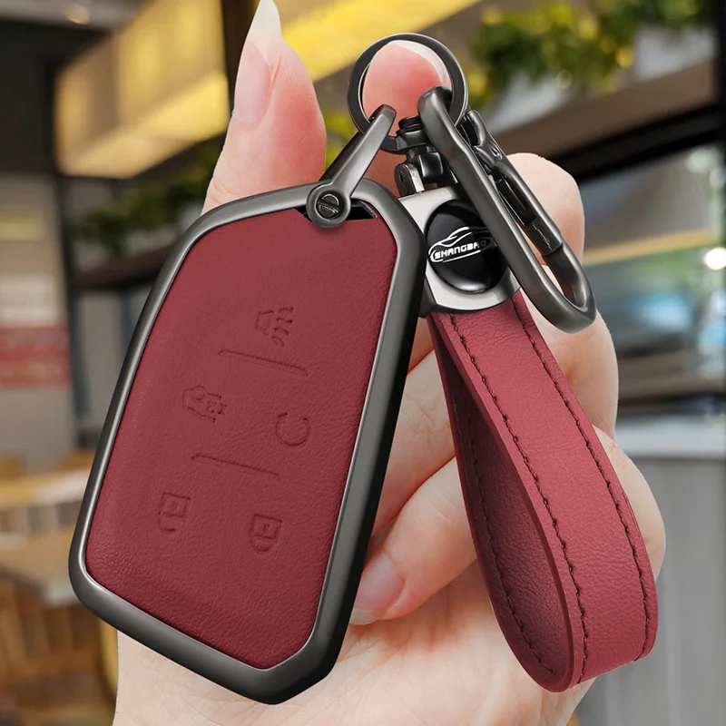 5 Bottons Alloy Car Key Fob Case Cover Shell for Cadillac CT4 CT4-V CT5 C8 Corvette LYRIQ 2022 2023 2024 Keychain Accessories