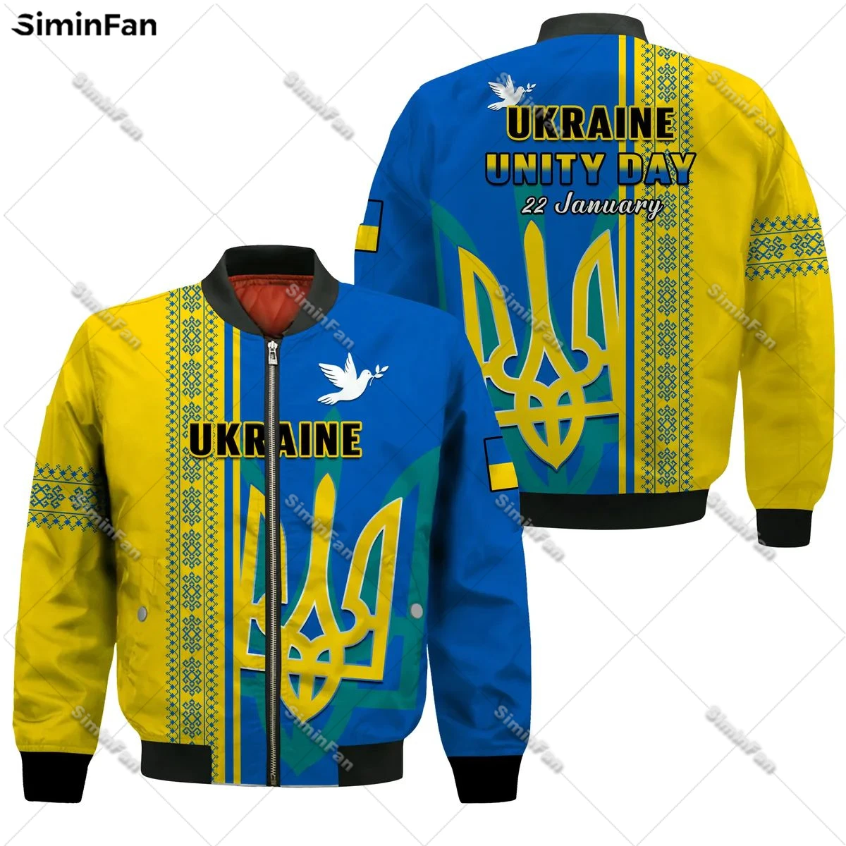 Ukraine Coat Of Arms 3D All Over Print Bomber Jacket Mens Winter Quilted Cotton Coats Unisex Windproof Outwear Female Autumn Top