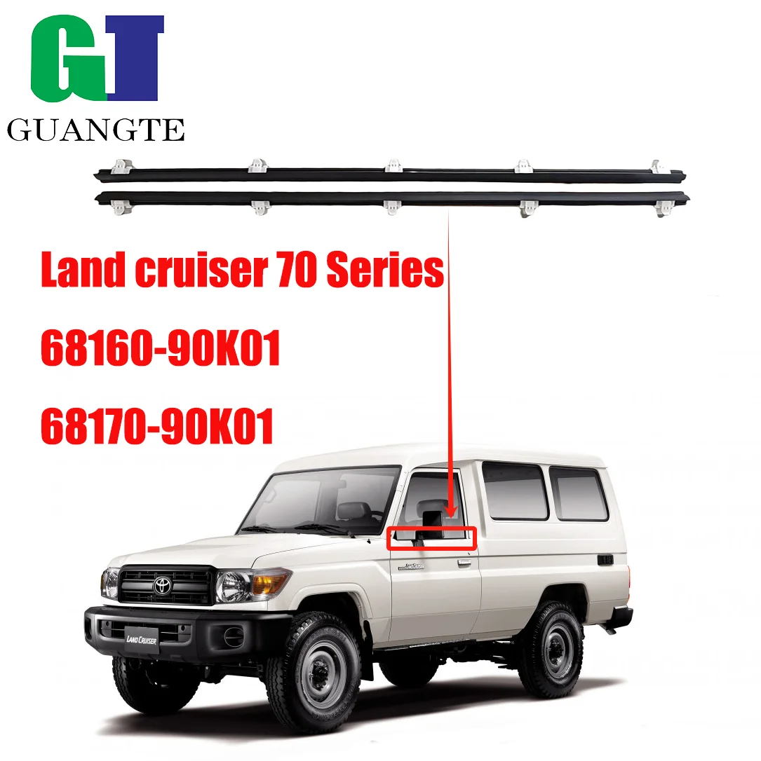 Car Outer Door Window Moulding Trim Weatherstrip Seal Belt 68160-90K01 68170-90K01 Replacement for Toyota Land cruiser 70 Series
