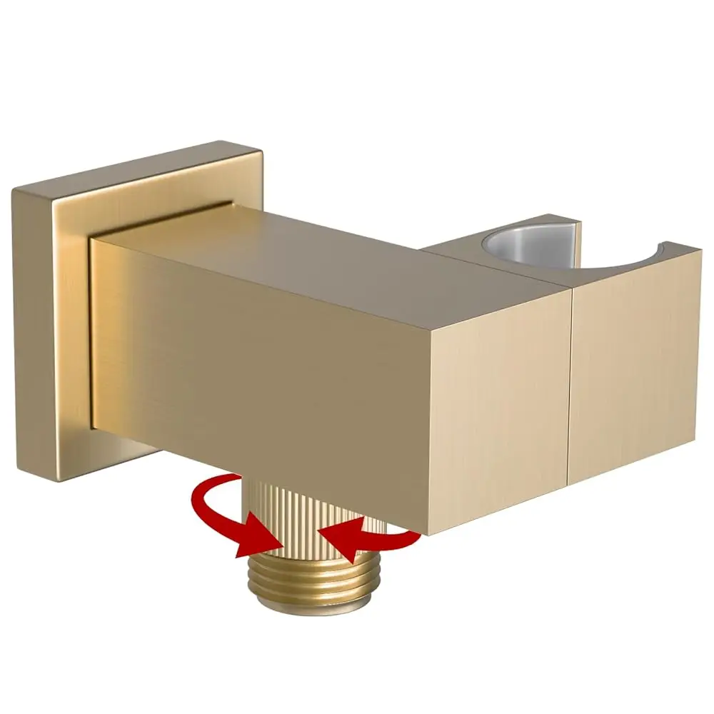 

Bathroom Brass Water Supply Elbows Wall Mount Hand Held Shower Head Bracket with On/Off Flow Control Valve Holder Angle Adjus