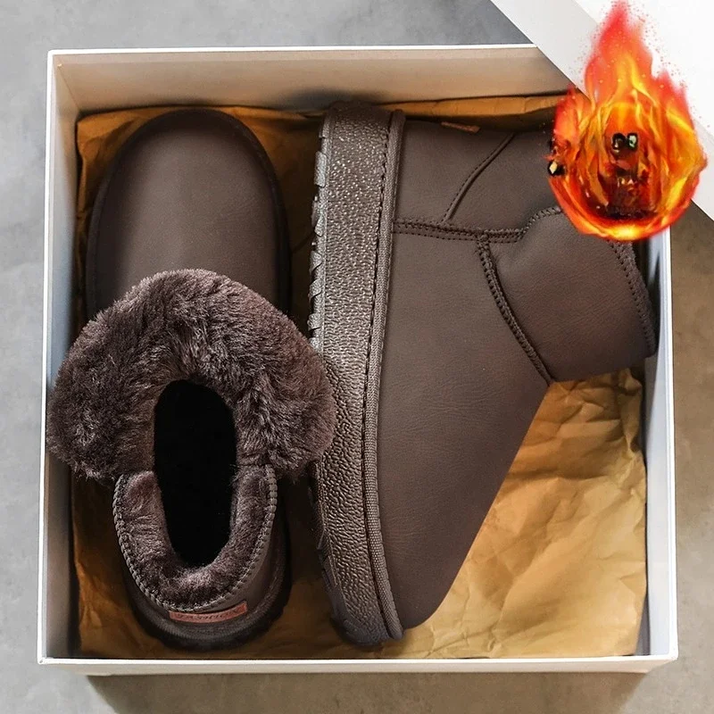 Botas de nieve para uso en exteriores, calzado cómodo para caminar, botas de invierno, botas de caña alta para hombre, botas de senderismo con plataforma, botas de mujer con forro de felpa para mantener los pies calientes.