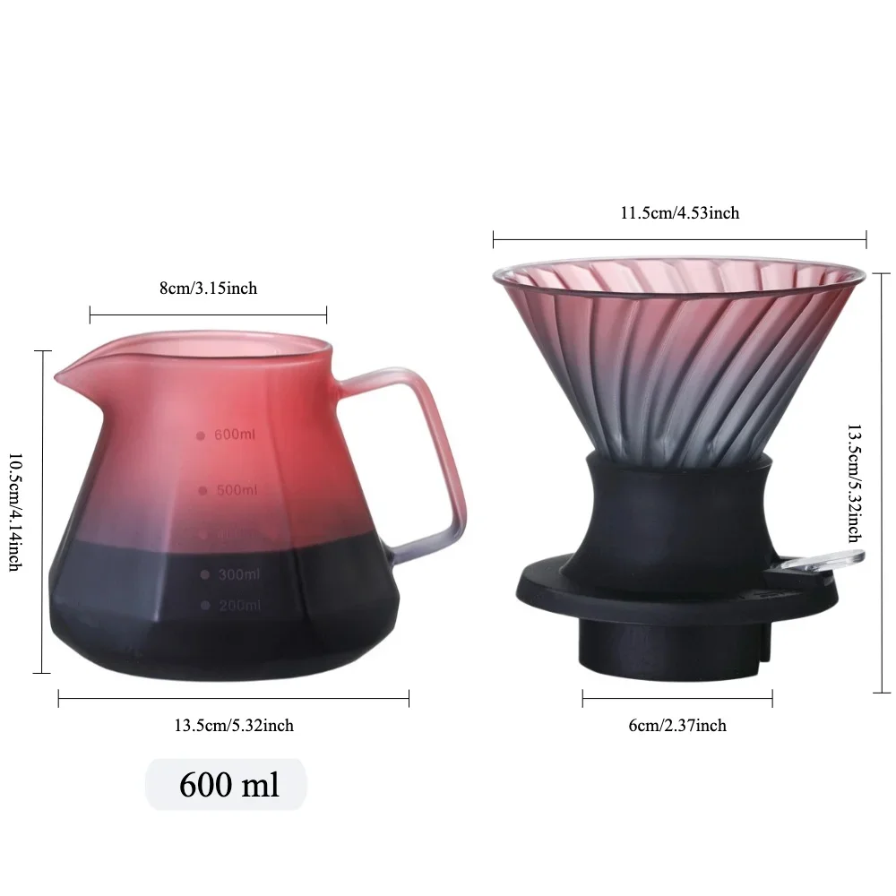 Verre de goutteur à immersion pour cafetière, goutteur de café goutte à goutte en forme de V et livre, tenir 3-4 standards, 2024 ml, nouveau, 600