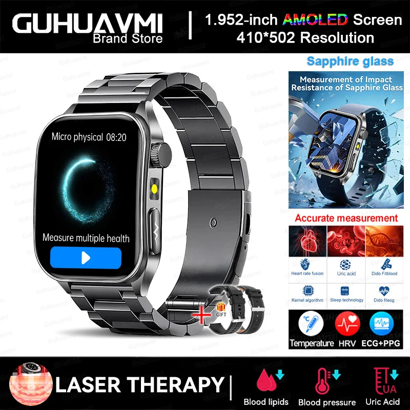 2025 New AI-GPT  Diagosis ECG Health Smart Watch Men Blood Pressure Lipid Uric Acid  Intelligent Q&A Health smart bracelet  Men