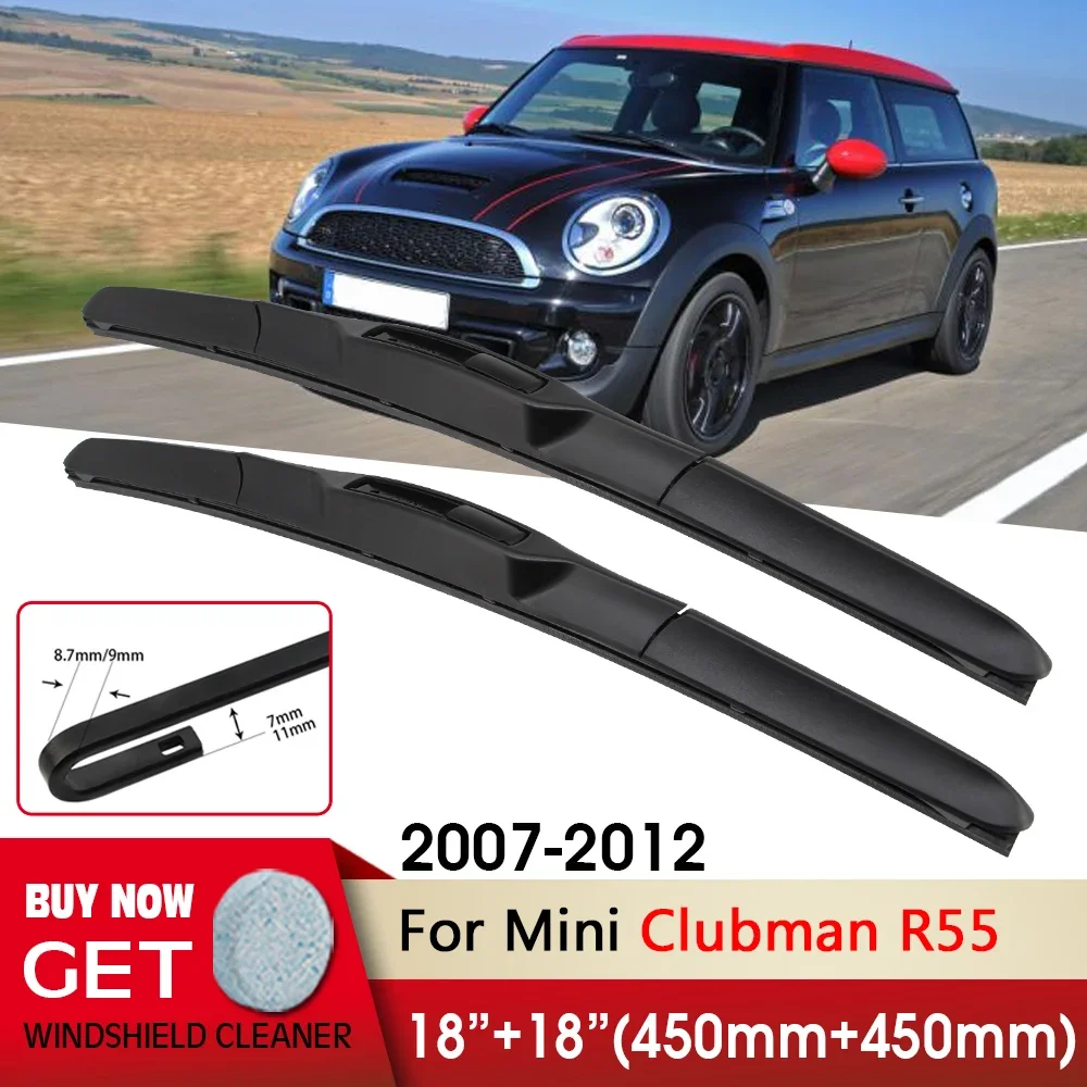 

Car Wiper RHD & LHD Front Wiper Blade 18"+18" For Mini Clubman R55 2007-2012 Fit U Hook Arm Windshield Windscreen Front Window