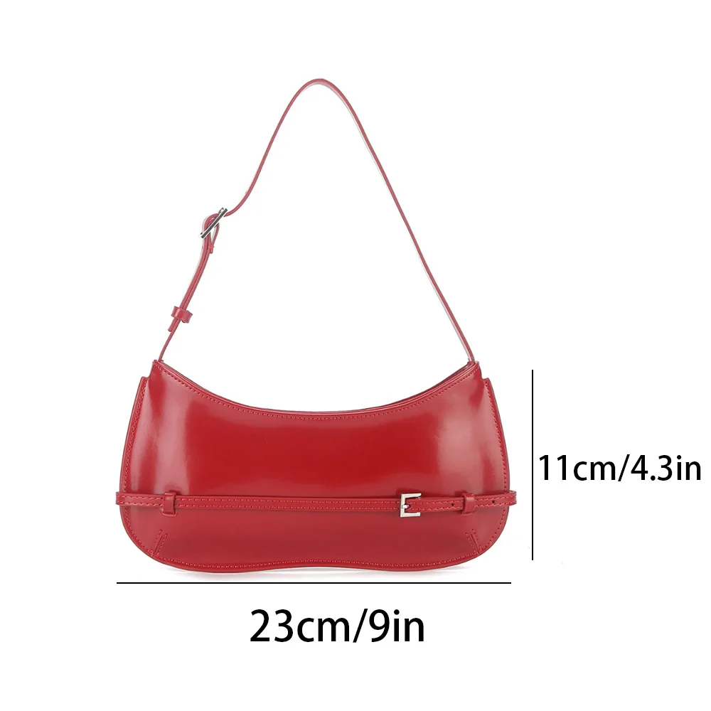 1Pc French Niche Design Cowhide Shoulder Handbag Women\'s High-End Party Red Wedding Bag Fashion Handheld Underarm Baguette Bag