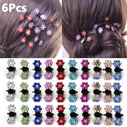 6Pcs Fashion Small Cute Crystal Flowers Metal Hair Claws Hair Clips Girls Hairstyle Hairpins Hair Oranment Hair Accessories