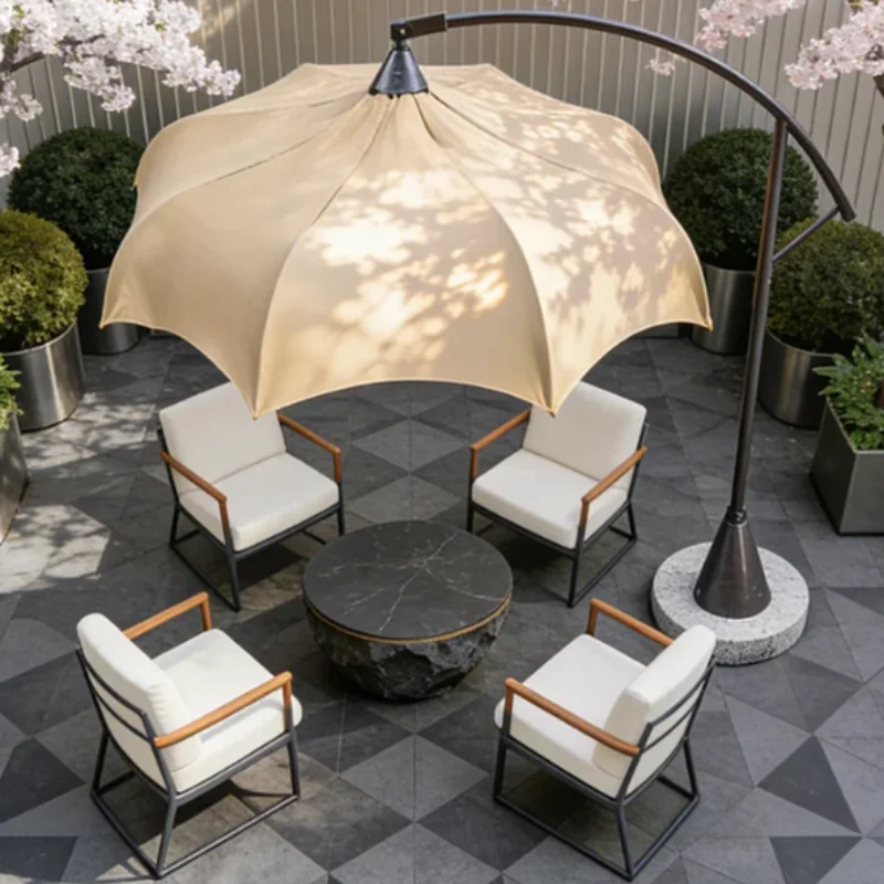 Gazebo Modern Tropical Design Foldable Aluminum Patio Sun Umbrella Luxury Outdoor Sunshade Dining Park Beach Club Poolside Hotel
