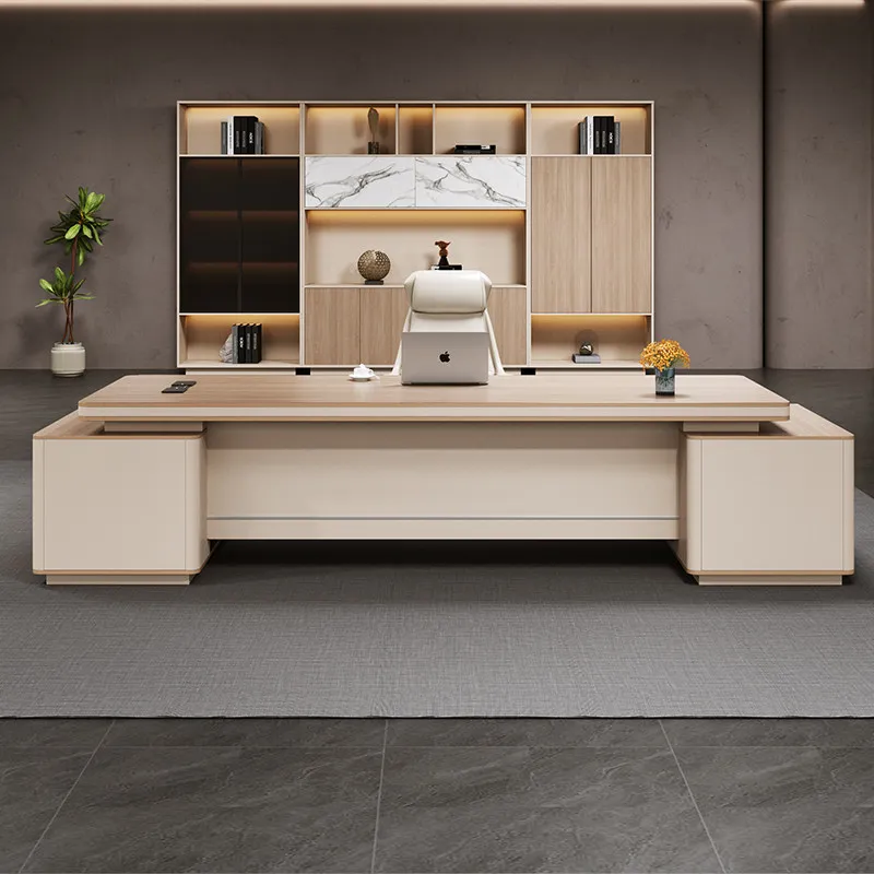 Design Aesthetic Office Desk Display Computer Decoration Organizers Office Desk Wooden Storage Meuble Bureau Salon Furniture