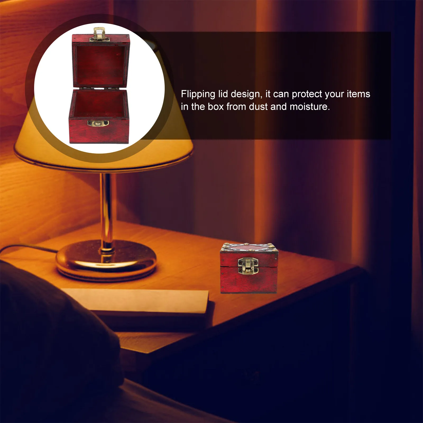 

1Pcs Jewelry Storage Box Small Wooden Box for Candy Tea Jewels Mini Treasure Organizer Retro Decorative Case with Flip Lid