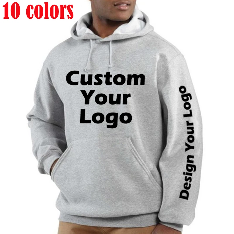 Men's Custom Logos Hooded Printing Couple Friend Sportswear DIY Family Tops Casual Sweater Style American Hippie Vintage Hooded