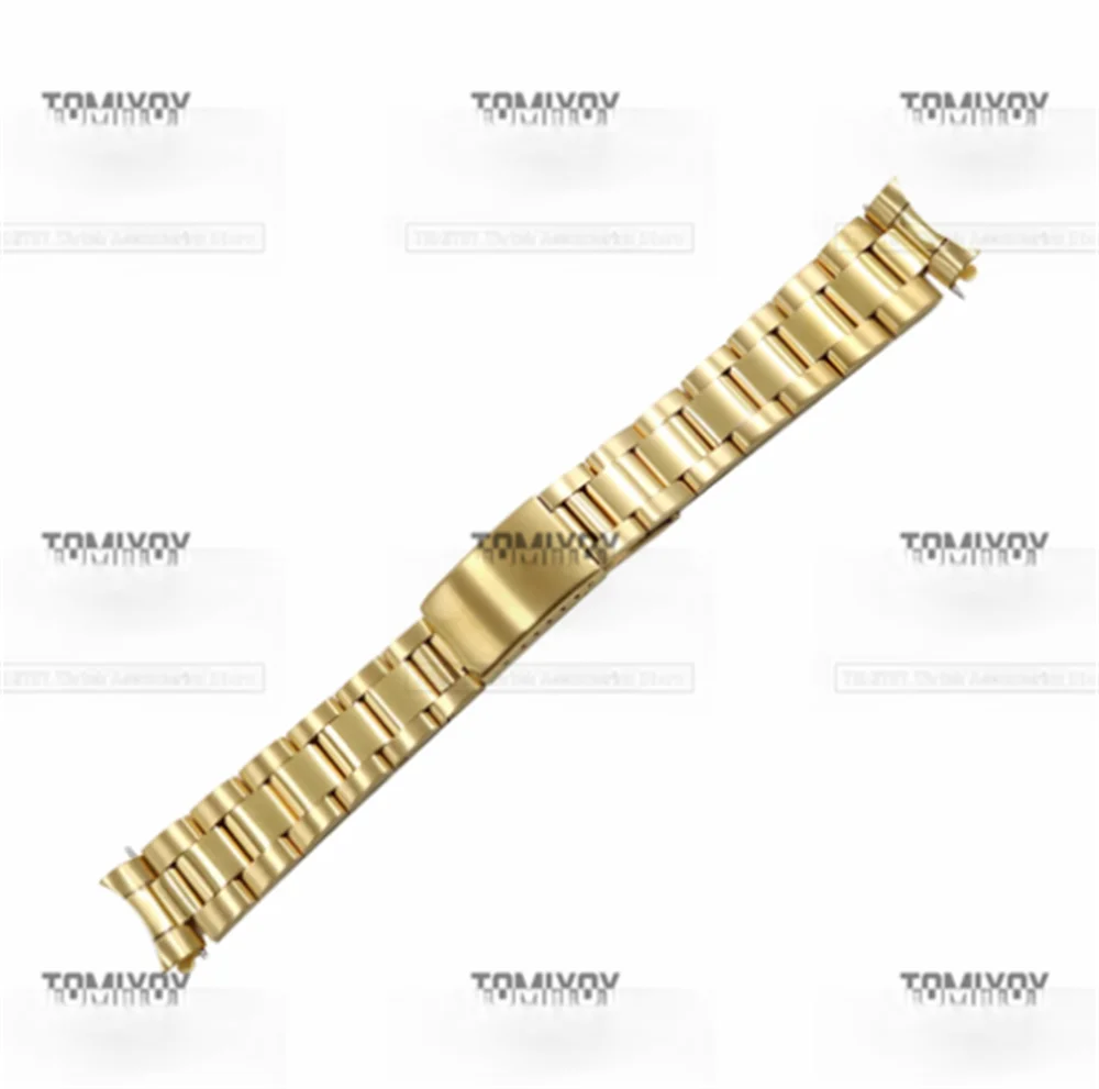 

Rolamy 13 17 19 20mm Watch Band Wholesale 316L Stainless Steel Gold Medium Gold Watch Band Oyster Dayjust Bracelet